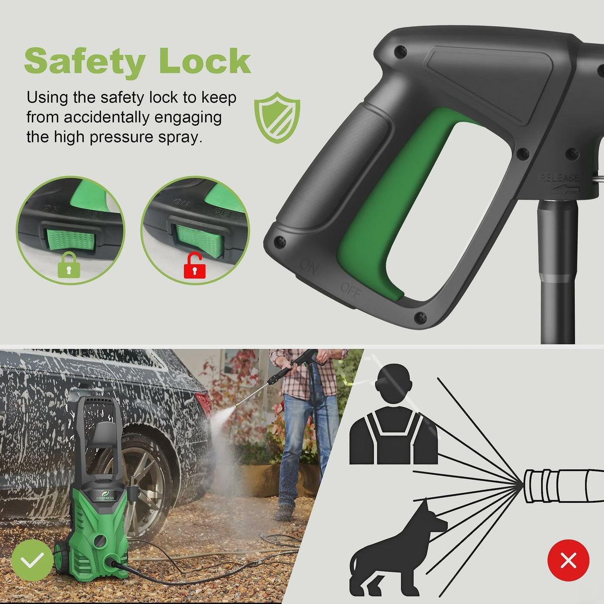 Firstness Pressure Washer 3500 PSI, Electric Power Washer w/ 26 ft Hose, 4 Quick Connect Nozzles, High Pressure Cleaning Machine with Foam Cannon,...