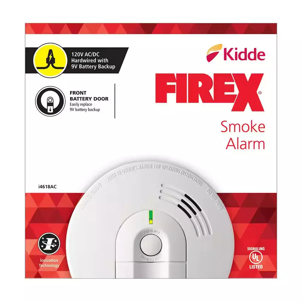 i4618 4-Pack Hardwired Smoke Alarm with Ionization Sensor, 120V AC, 9V Battery Backup