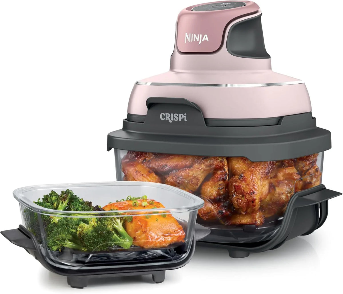 Air fryer can be used in conjunction with microwave ovens, refrigerators and dishwashers. It is made of non-toxic glass material and features a portable cooking system with a capacity of 4 gallons. It comes with 6 glass containers and a sealing lid