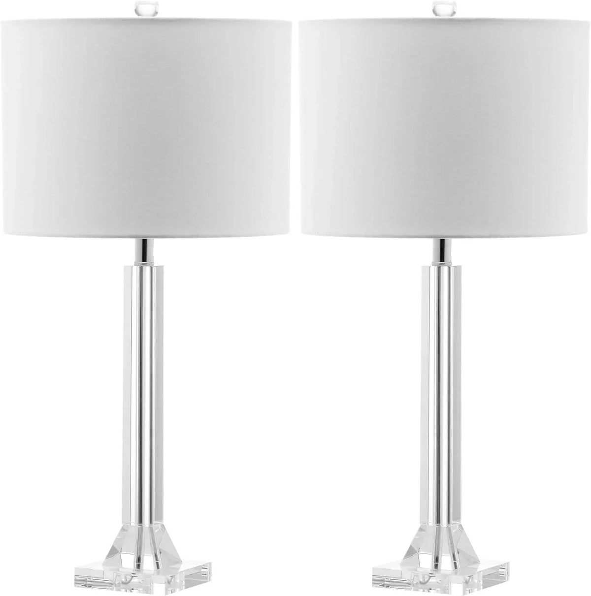 27" Modern Crystal Table Lamp 2-Pack with Linen Shade for Bedroom Living Room Home Office Desk Nightstand with LED Bulb Suitable Room, Dormitory, Office