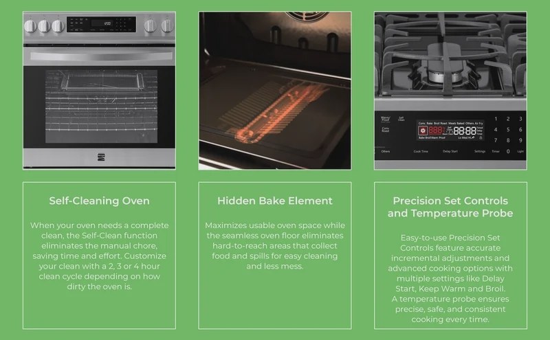 22-76853 5.6 cu. ft. Front-Control 5 Burner True Convection Gas Range with Oven, Large Window, Three Oven Racks, Dishwasher Safe Cast Iron...
