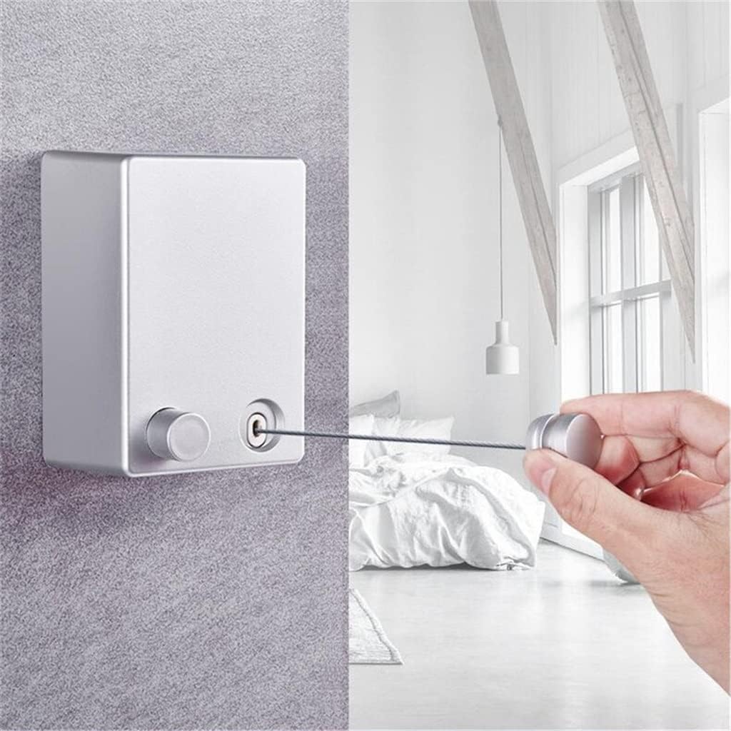 Retractable Indoor and Outdoor Clothes Wall Hanger Drying Rack Balcony Bathroom Invisible Clothesline Wire Rope(E)