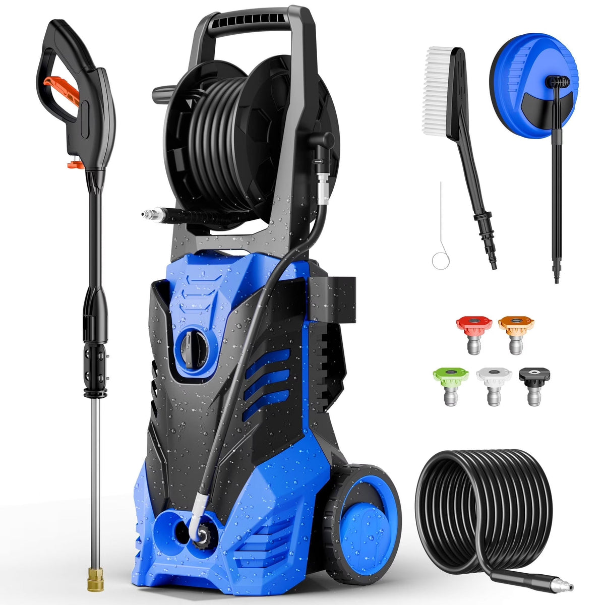 Electric Pressure Washer, 3800PSI 2.6 GPM Power Washer Machine with Hose Reel,4 Quick Connect Nozzles, Foam Cannon, for Cars, Patios, and Floor...