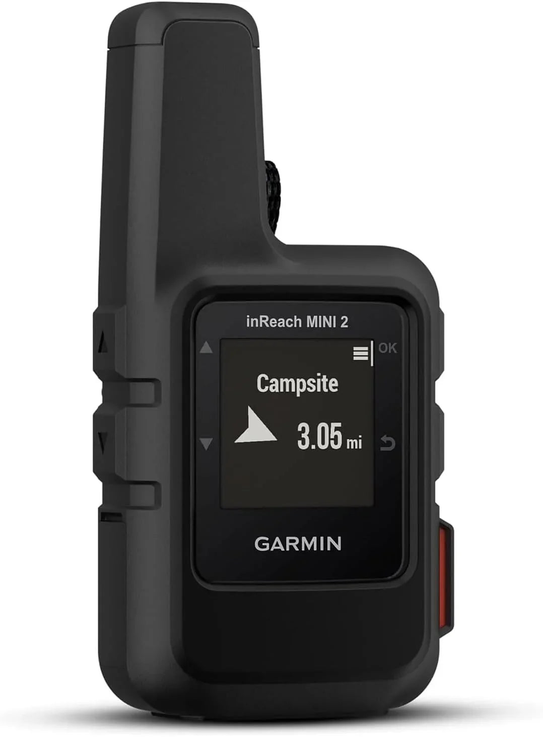 Compact and portable satellite communication device, suitable for hiking use, in orange color