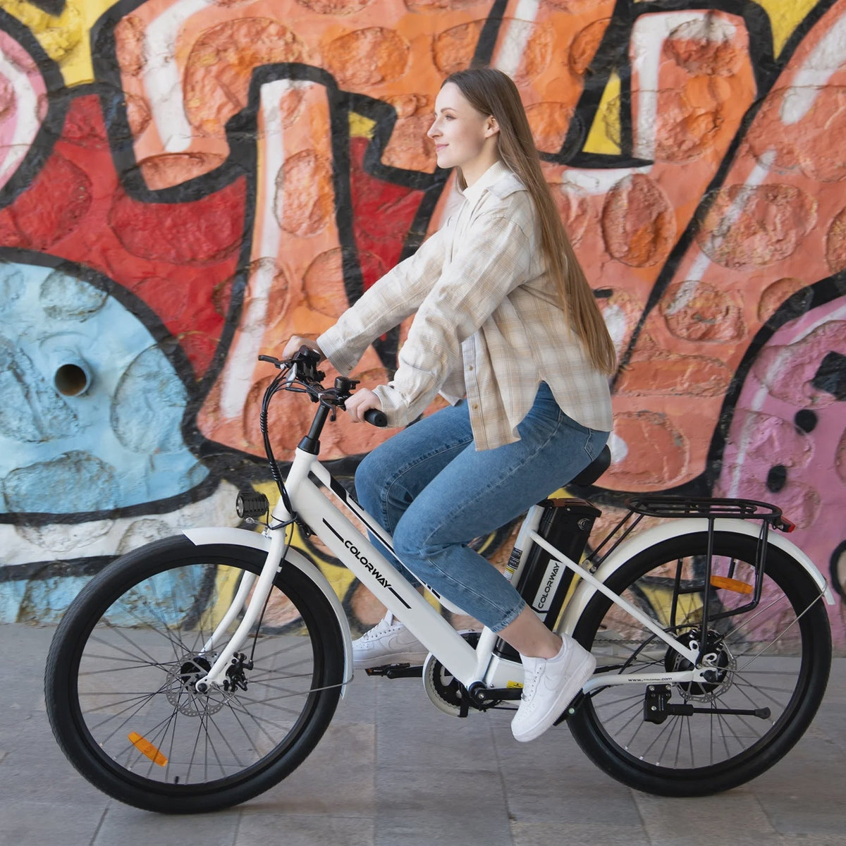 COLORWAY 26 in Electric Bike for Woman, 500W Powerful Motor, 36V 12AH Removable Battery E Bike, Max. Speed 19.9MPH Electric Bicycle UL2849