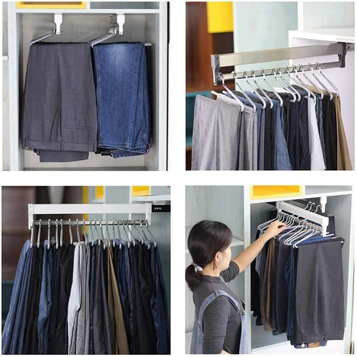 Floor-Standing Solid Wood Rotating Coat Rack,Adjustable Steel Clothes Rail - Extendable 30-80cm Garment Organizer for Closet Storage, Heavy-Duty 25kg Load Capacity, Space-Saving Hanger Rack