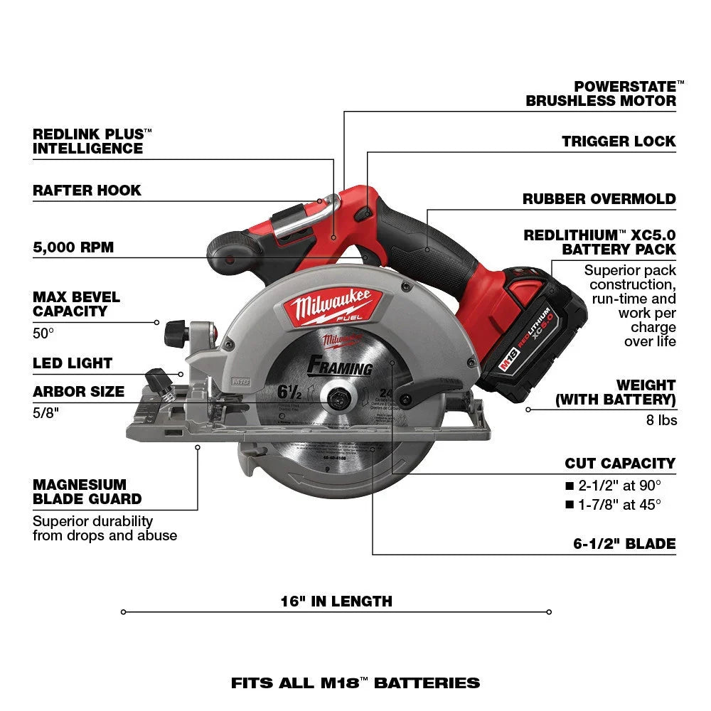 18V M18 Lithium-Ion Brushless Cordless 7-Tool Combo Kit 5.0 Ah