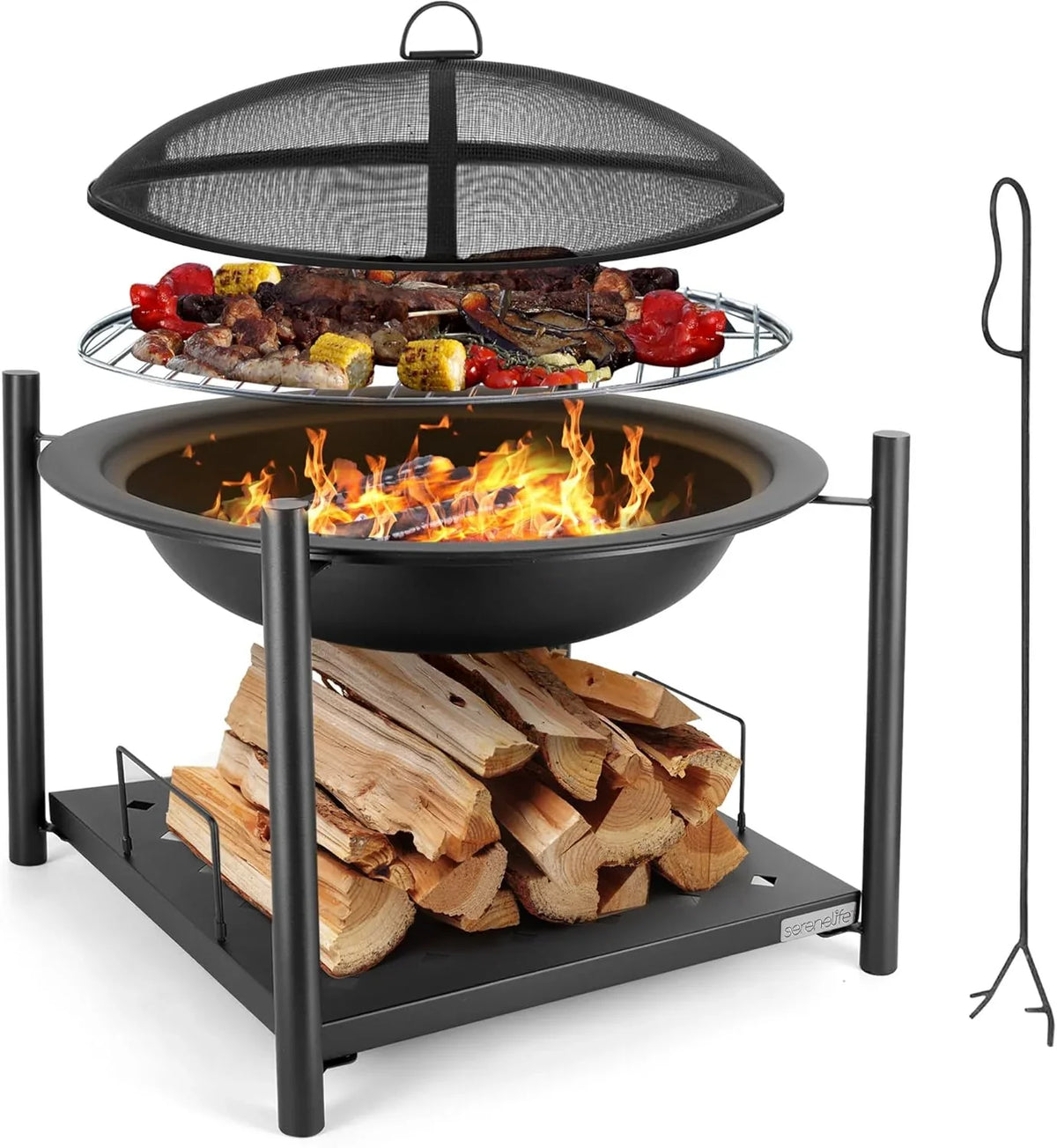 Propane fire pit table, 40,000 watt outdoor square gas fire pit, with lid, weather-resistant metal material, adjustable flame, rock melting set, highly suitable for use on decks, backyards and platforms (30 inches × 30 inches × 11 inches)
