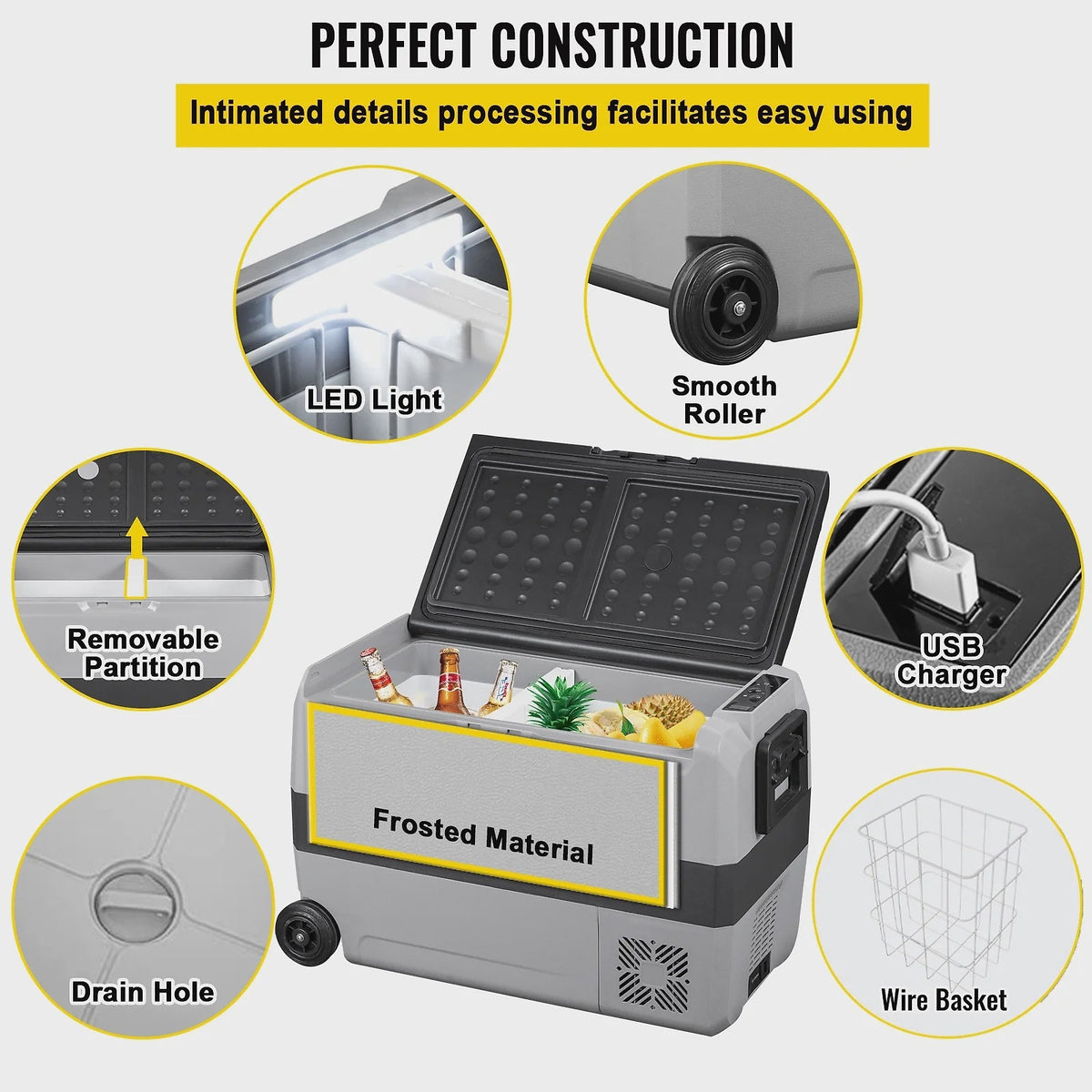 VEVOR Car Refrigerator 48Qt, Dual Zone Car Fridge Freezer12/24V DC 110-240V AC Electric Compressor Cooler for Truck Vehicle RV
