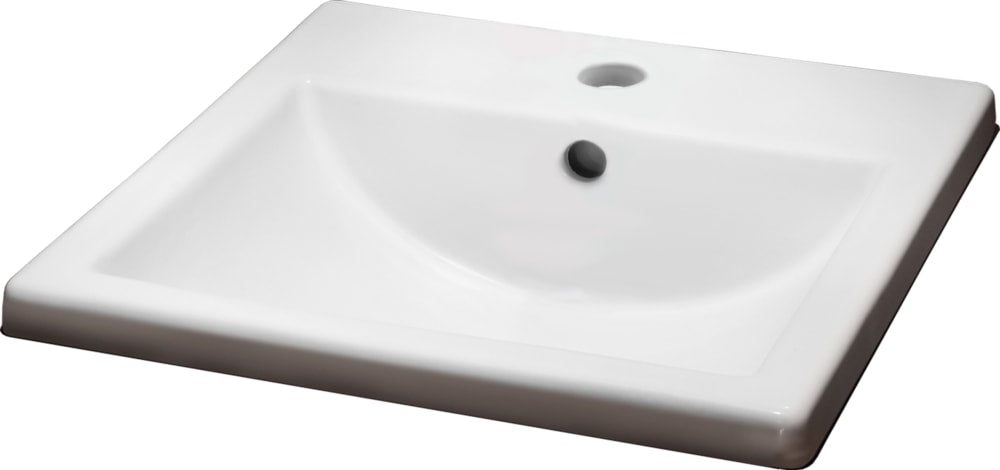 Marquette Square Drop-In Bathroom Sink/Basin with Overflow, White, 16x16-in