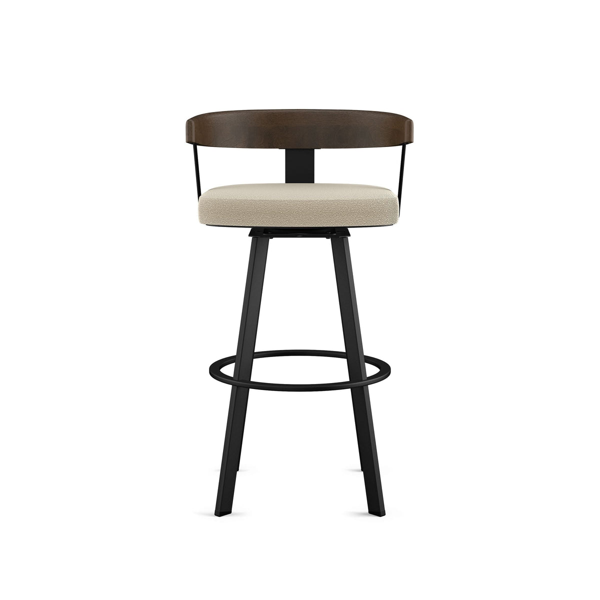 Lars Wood Swivel Counter Stool with Backrest, Black Frame, 26-in