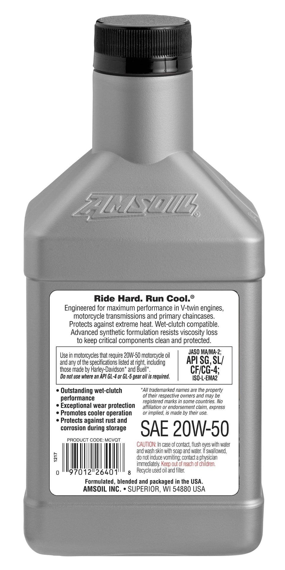 Synthetic Motorcycle Oil 20W50, 946-mL