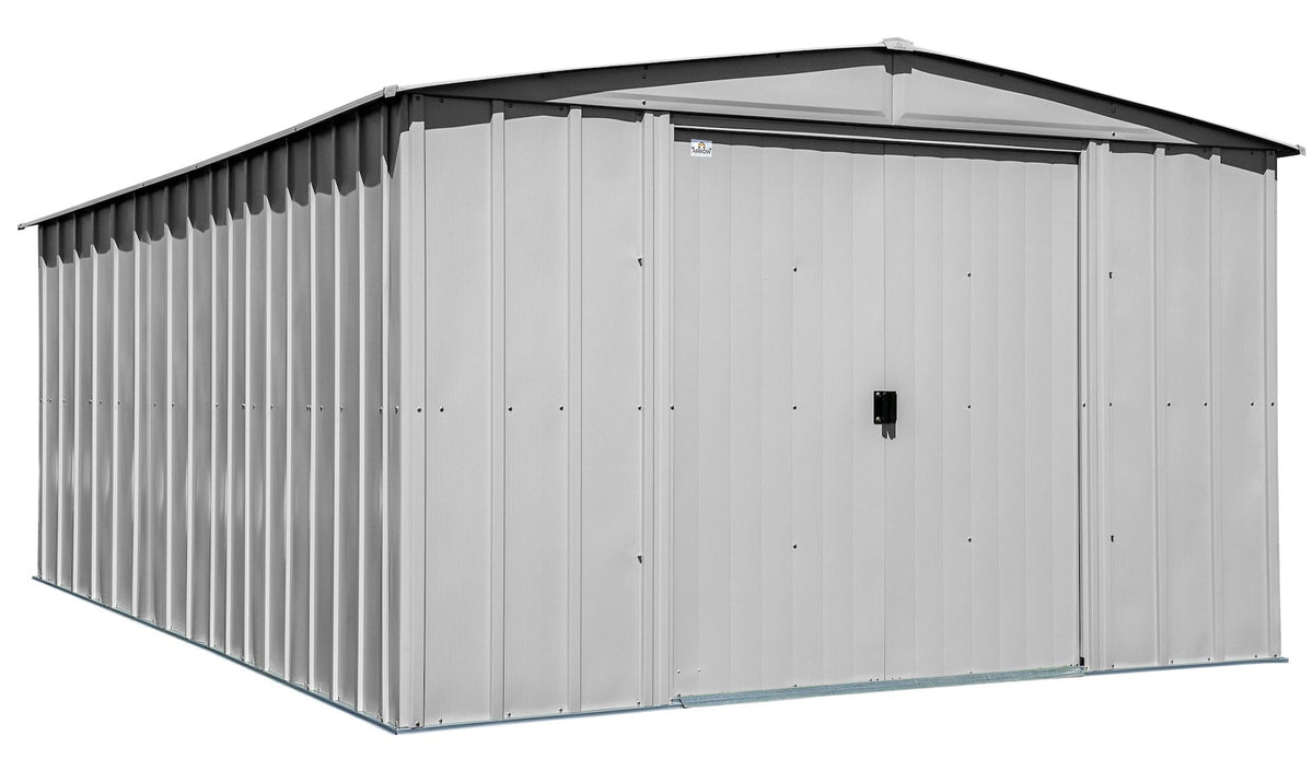 Arrow Classic Galvanized Steel Storage Shed, Flute Grey, 10-ft x 14-ft