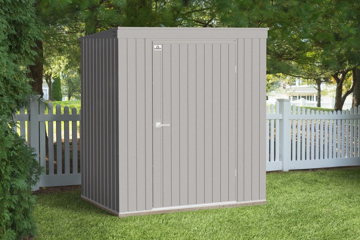 Arrow Elite Steel Storage Shed with Pent Roof, Cool Grey, 6-ft x 4-ft