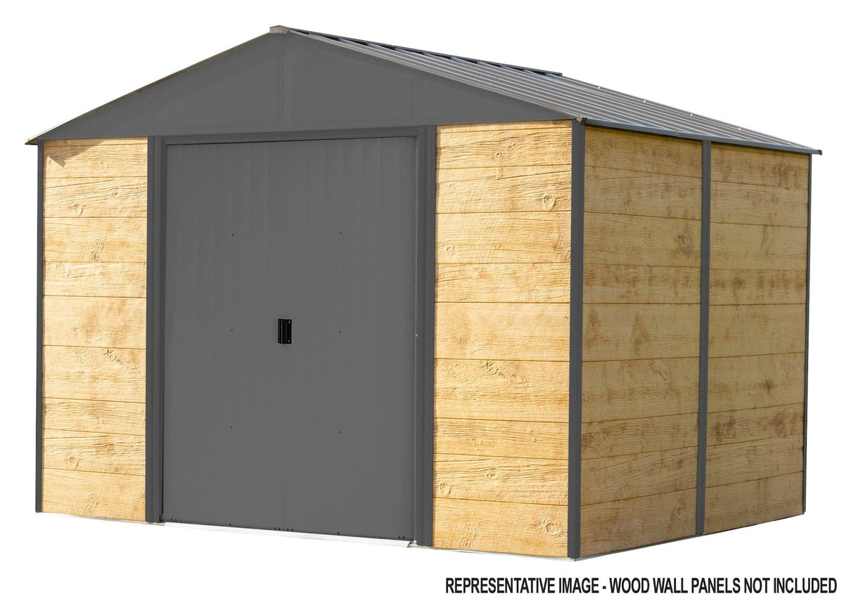 Arrow Ironwood Steel Hybrid Shed Kit, Anthracite, 8-ft x 8-ft