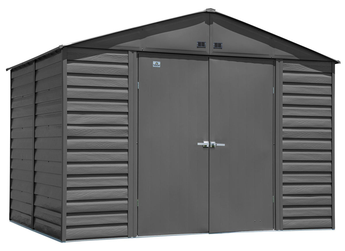 Arrow Select Galvanized Steel Storage Shed, Charcoal, 10-ft x 8-ft