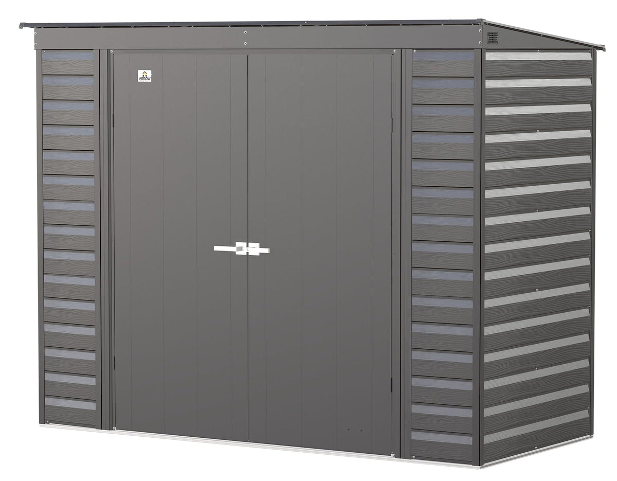 Arrow Select Galvanized Steel Storage Shed, Charcoal, 8-ft x 4-ft
