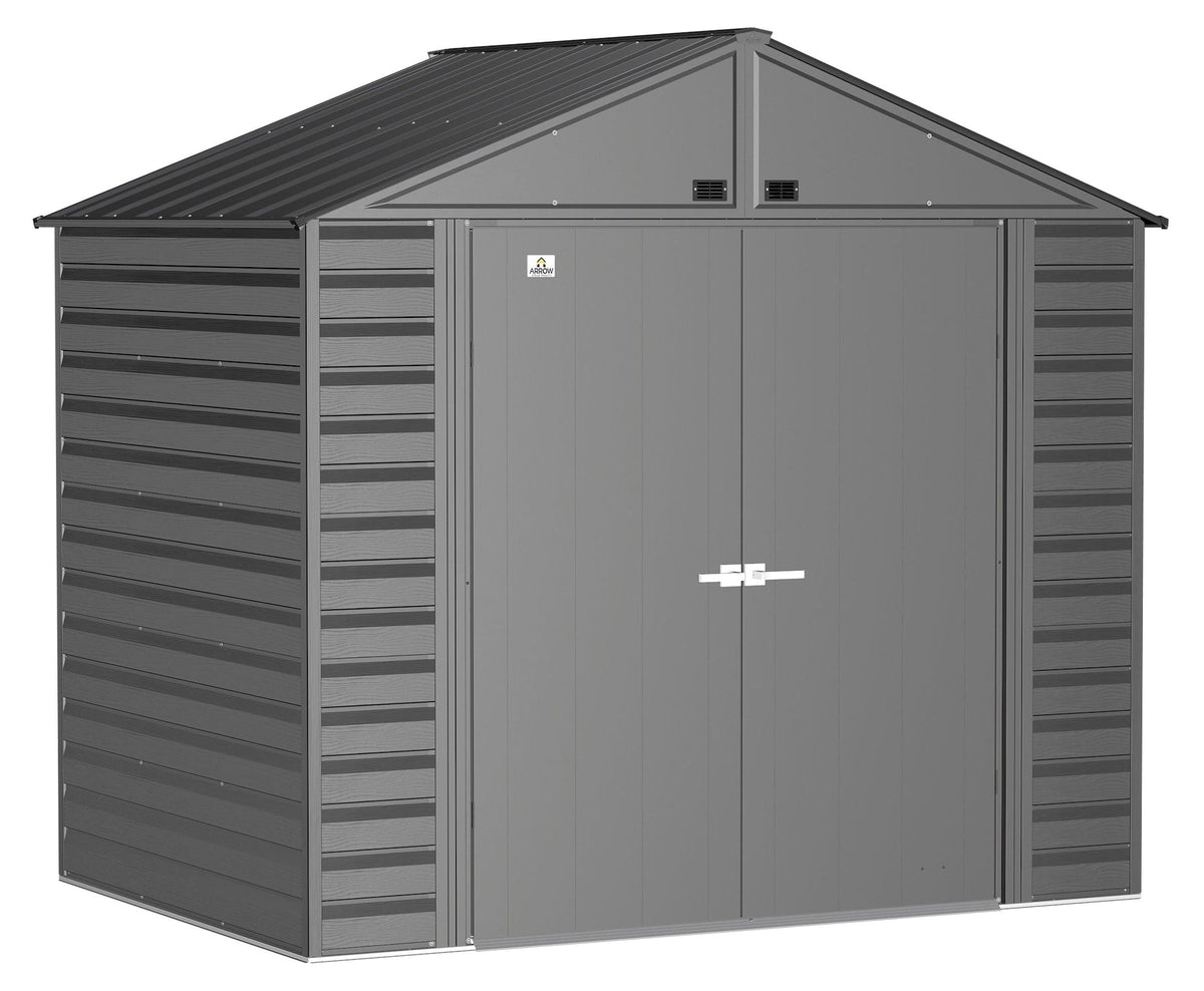 Arrow Select Galvanized Steel Storage Shed, Charcoal, 8-ft x 6-ft