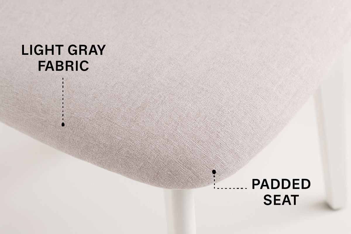 Dua Cream Fabric Upholstered Dining Chair with Curved Backrest, 2-pc