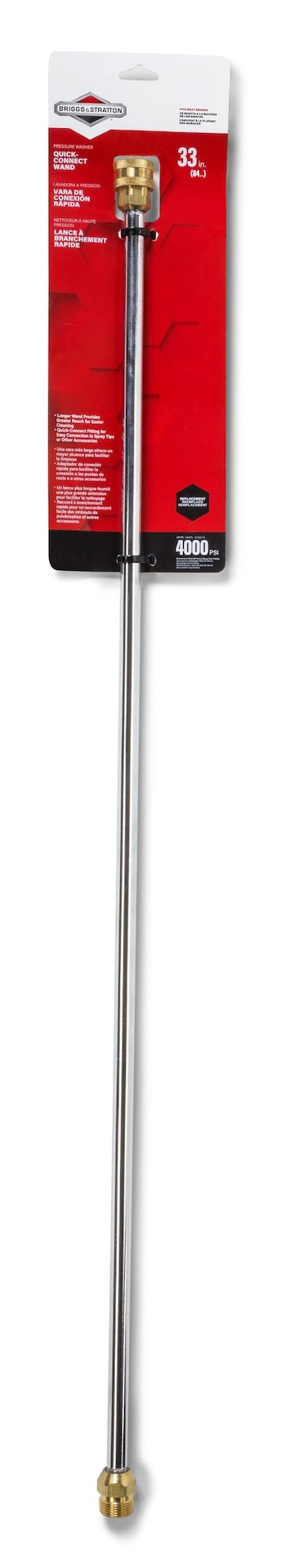 Quick-Connect Stainless Steel Wand Compatible with 4000 PSI Gas Pressure Washer, 33-in (83.82 cm)