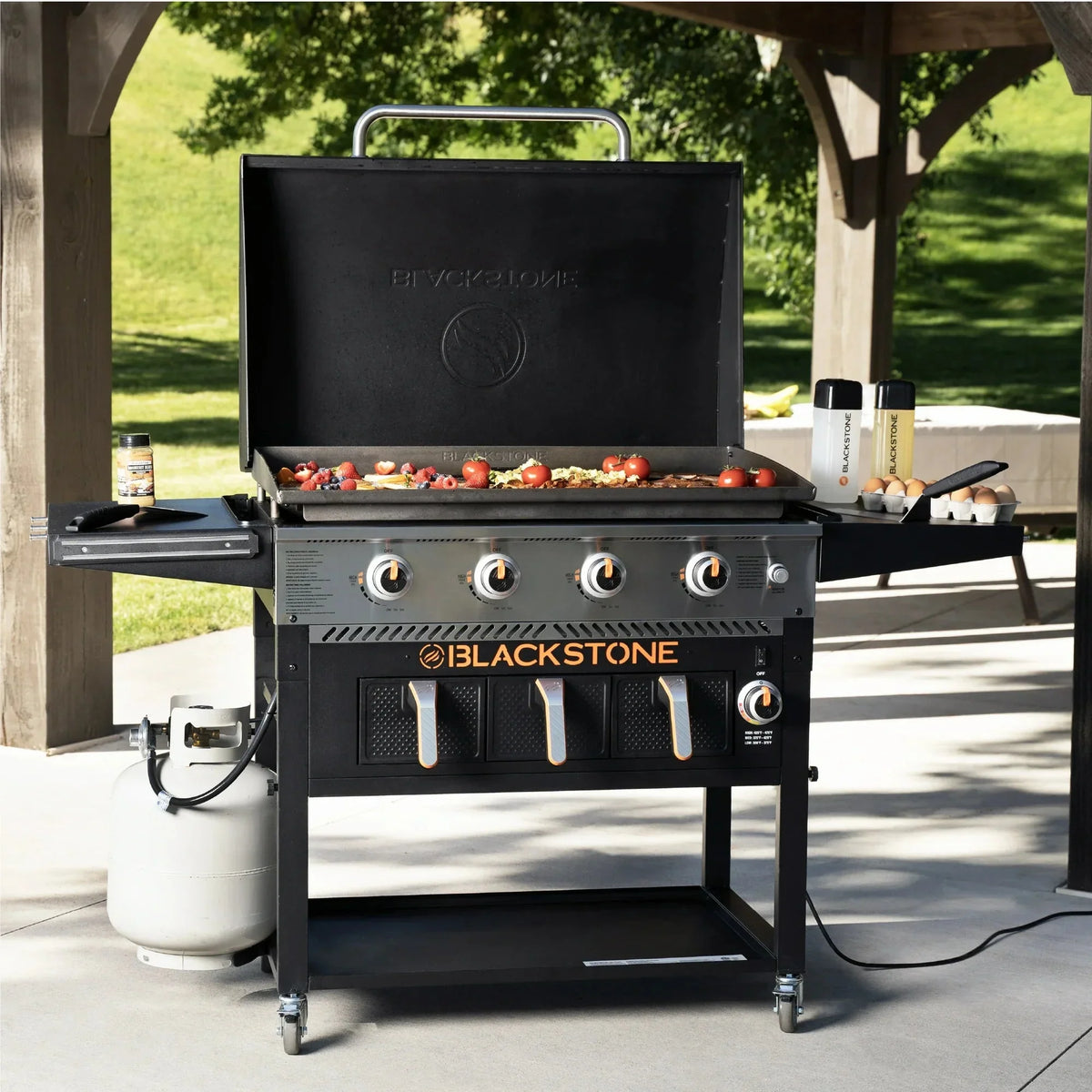 4-Burner 36" Propane Outdoor Griddle with Air Fryer and Hood