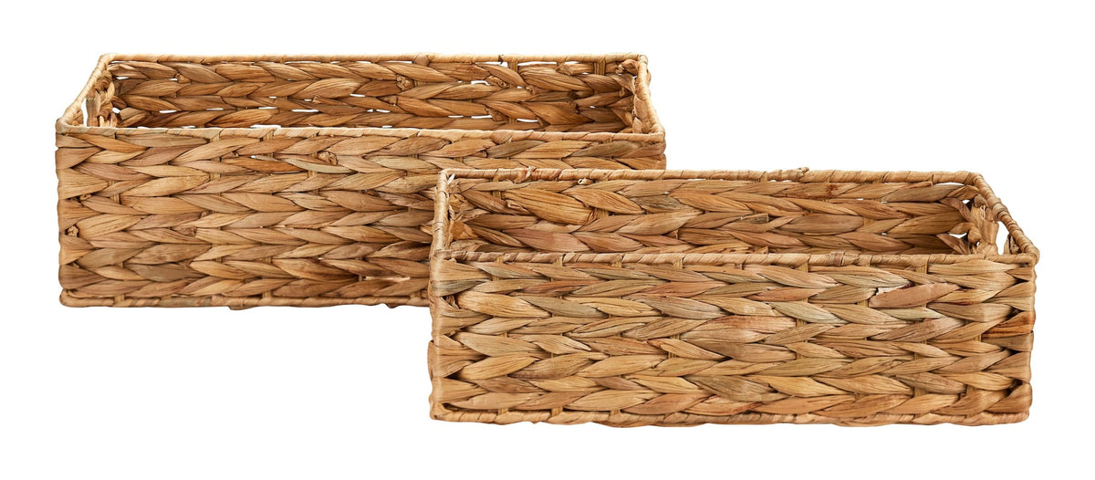 Canvas Ari Rectangle Woven Water Hyacinth Storage Basket, 2-pc
