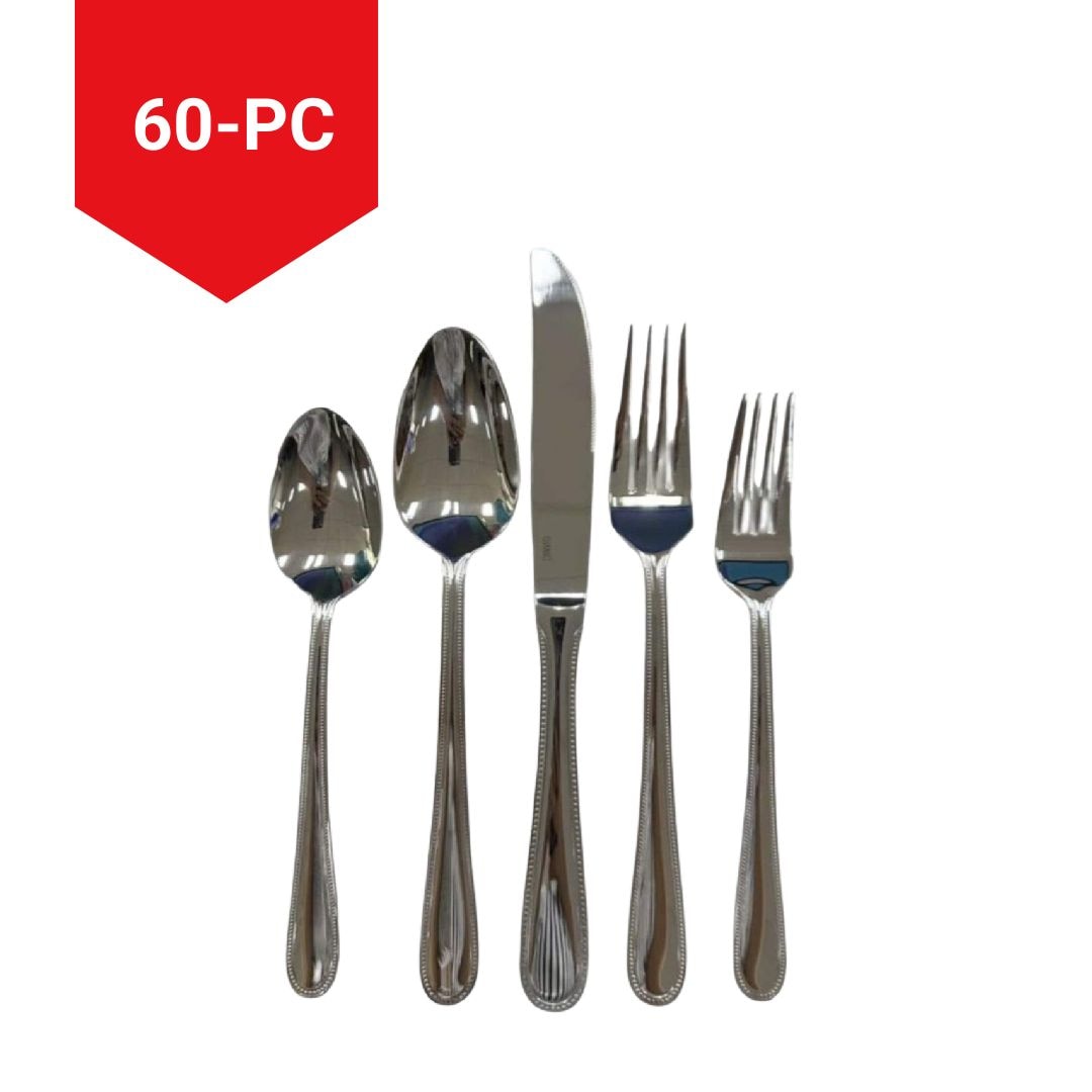 CANVAS Beaded Edge Flatware Set, Serves 12, 60-pc