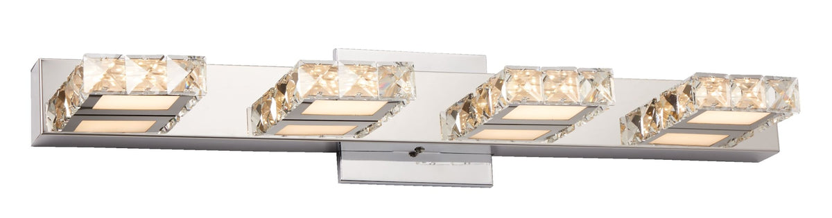 CANVAS Isabella 4-Light Crystal Design LED Vanity Light Fixture, Chrome