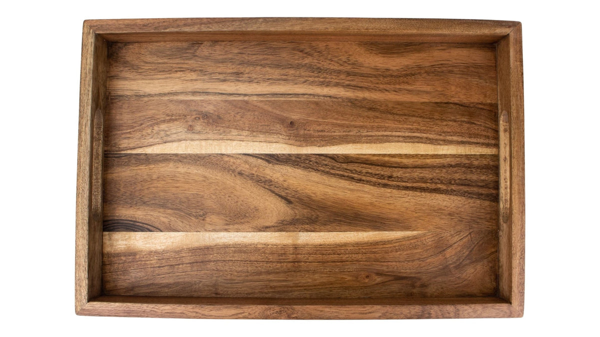 CANVAS Rectangular Wood Serving Tray with Round Handles, 18-in