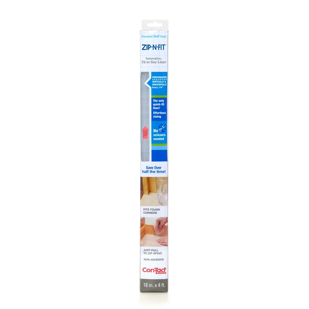 Con-Tact Zip-N-Fit Quick-Fit Non-Slip Solid Grip Shelf/Drawer Liner, Clear, 18-in x 4-ft