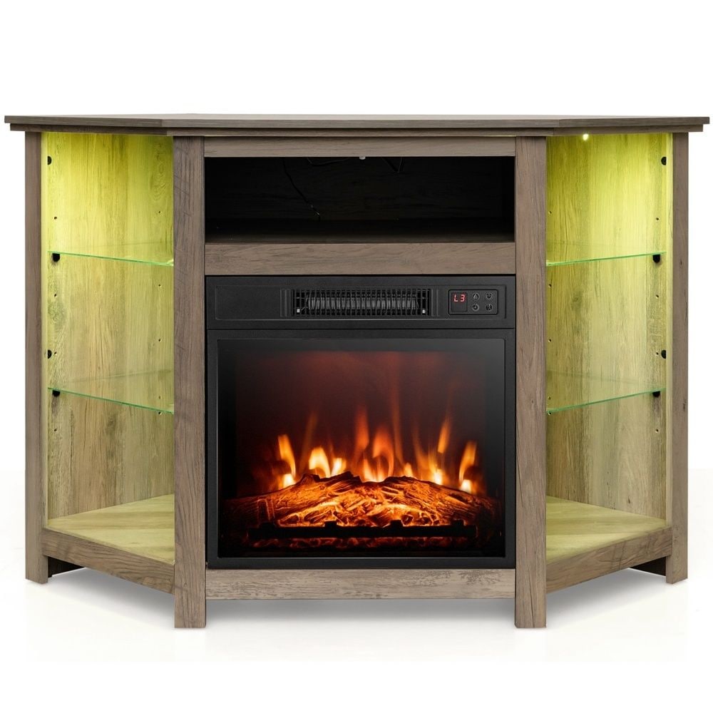 Fireplace TV Stand with Led Lights and 18"
