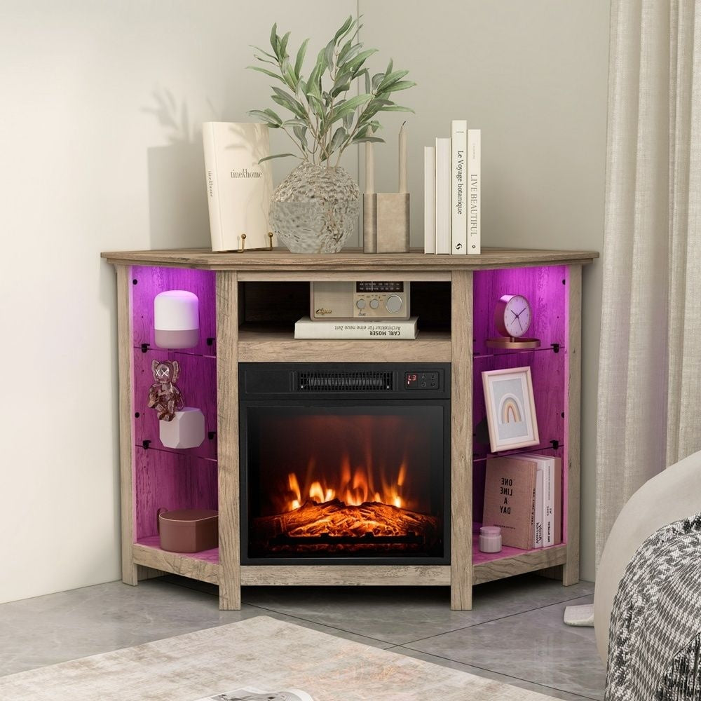 Fireplace TV Stand with Led Lights and 18"