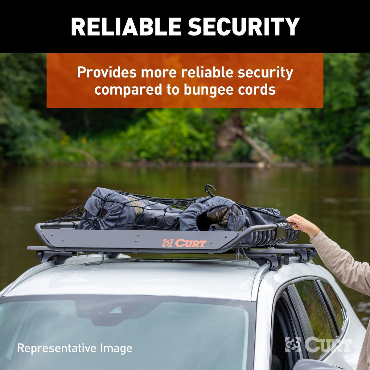 18219 Elastic Cargo Net with Hooks for Extended Roof Basket, 64 x 36-in