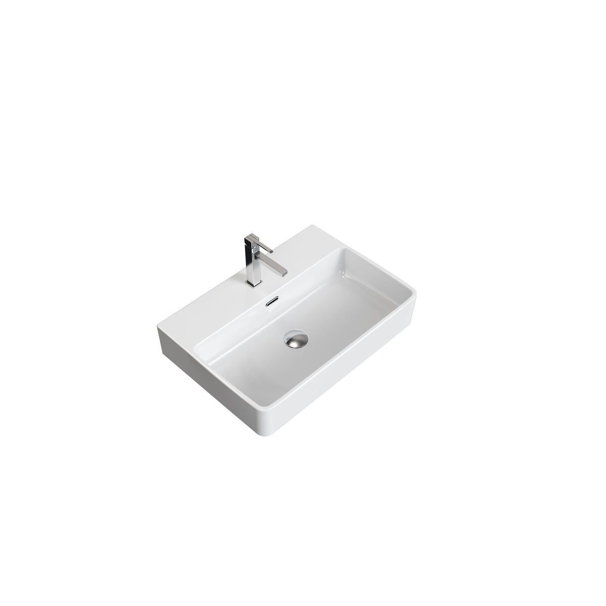 Scratch-Resistant Rectangle Vessel Sink, White, 23.6-in x 16.5-in