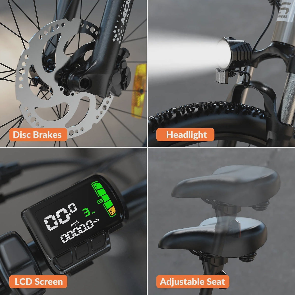 5TH WHEEL W17B 26 in Electric Bike for Adult, 500W Peak Electric Bike with 36V 10.4Ah Removable Battery, Electric Bicycle with 7 Speed, UL2849