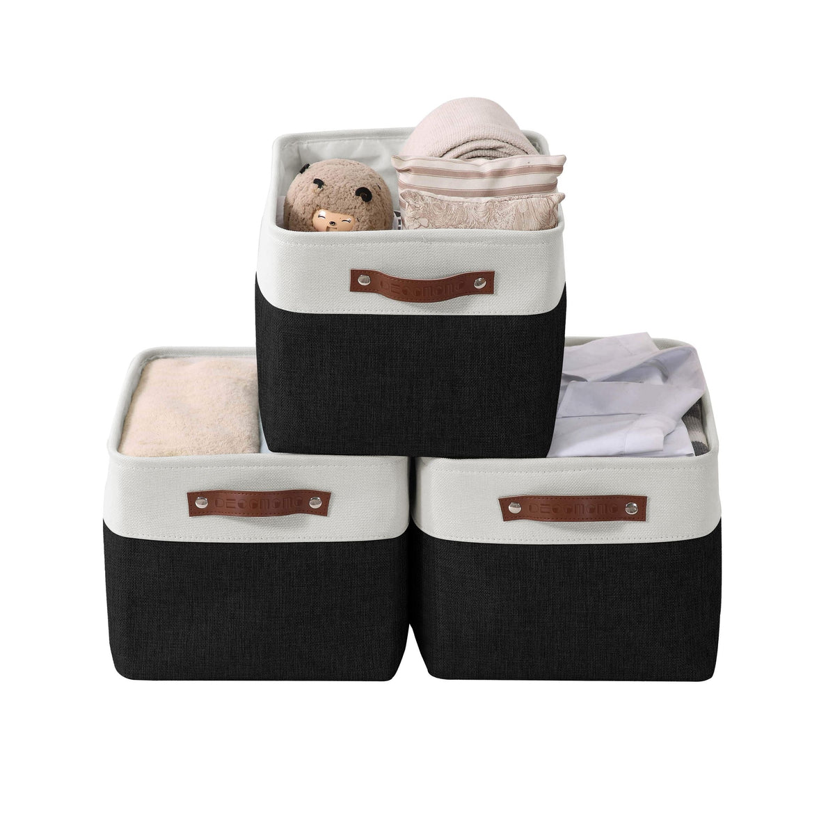 Large Soft-Sided Foldable Storage Basket, 3-pk, Black