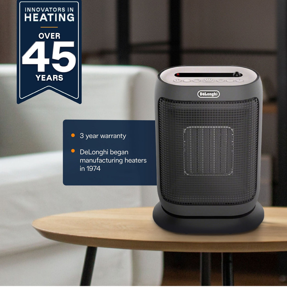 HFX42T15GI Oscillating Compact Ceramic Space Heater, 1500W, Grey
