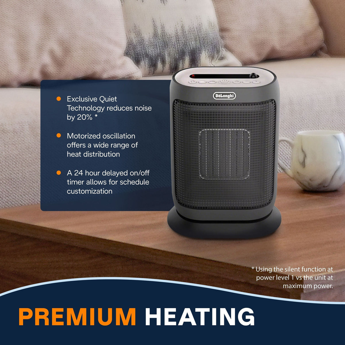 HFX42T15GI Oscillating Compact Ceramic Space Heater, 1500W, Grey