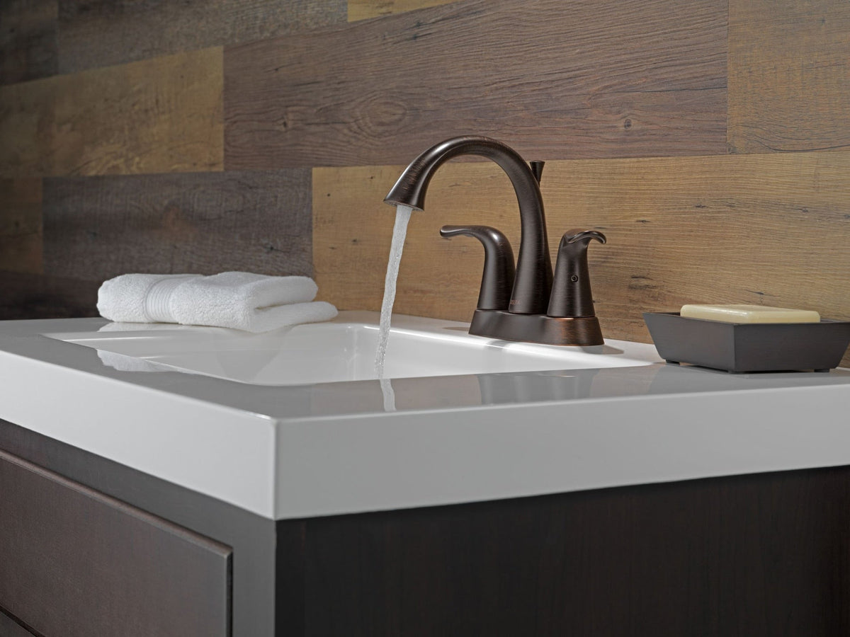 Delta Faucet Lahara Double Handle Rigid Spout 4-in Centerset Bathroom Sink Faucet, WaterSense Certified, Venetian Bronze