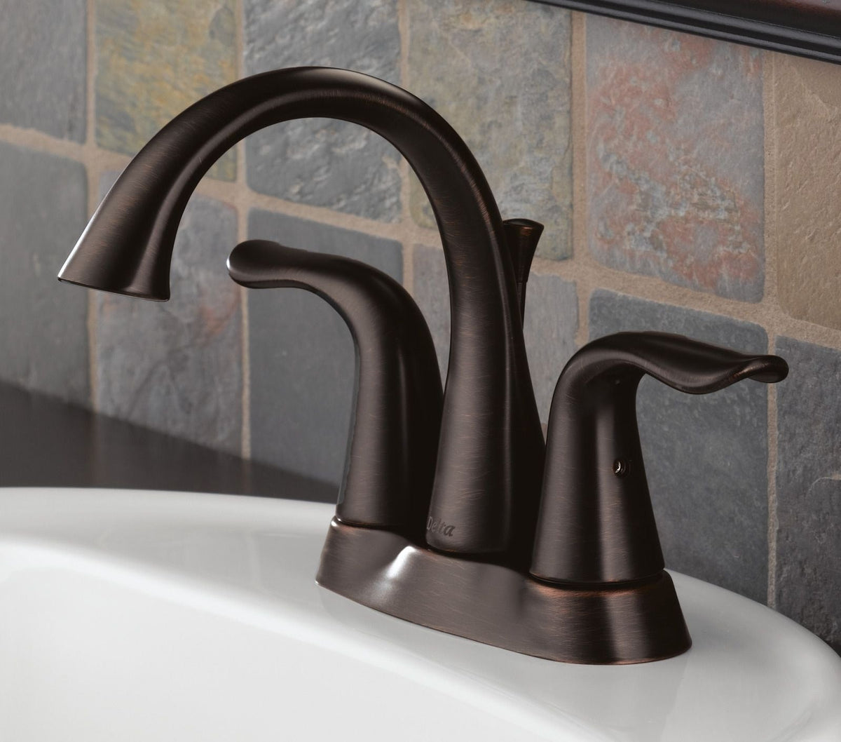 Delta Faucet Lahara Double Handle Rigid Spout 4-in Centerset Bathroom Sink Faucet, WaterSense Certified, Venetian Bronze
