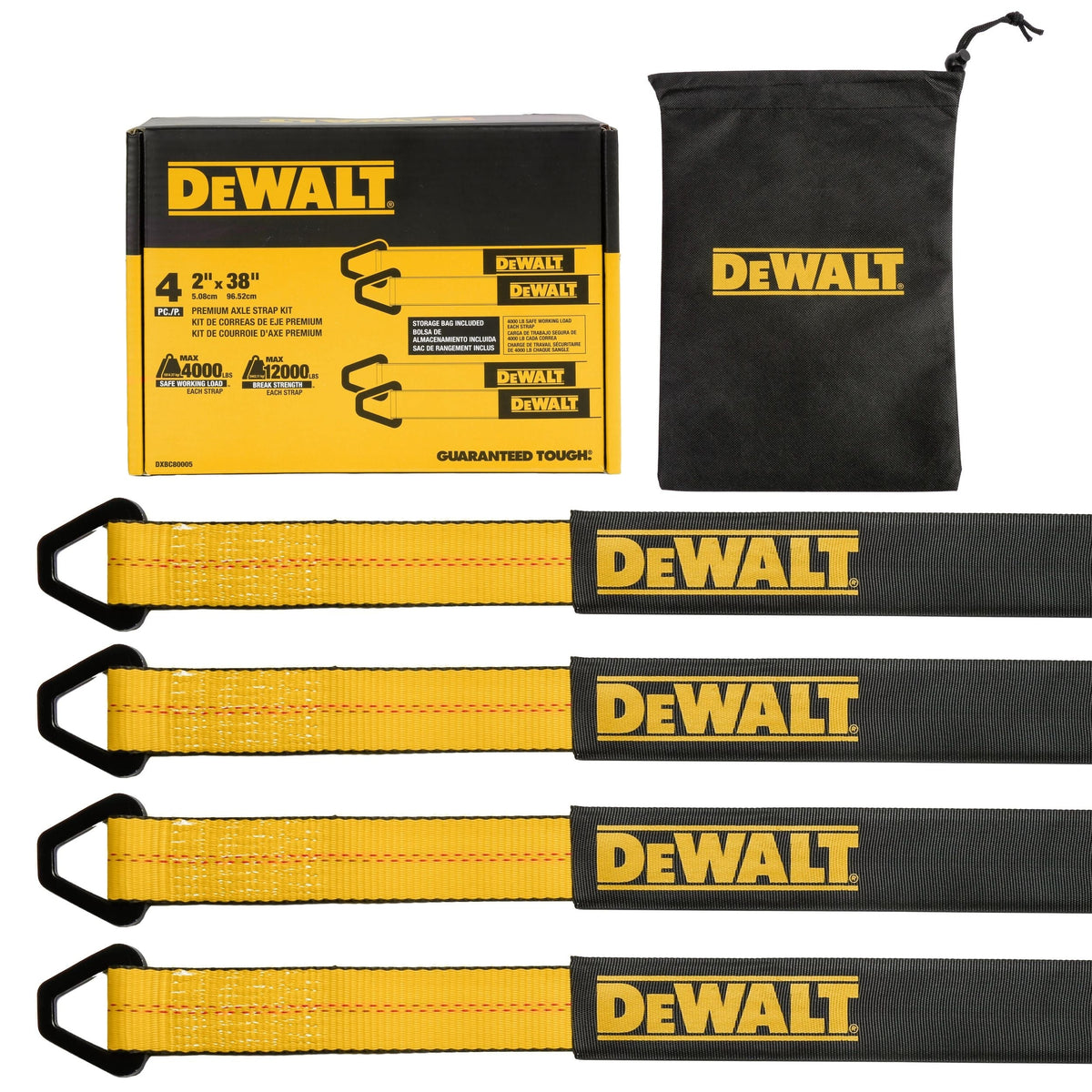 DXBC80005 Premium Axle Strap Kit, 12000-lb Break Strength, 4-pk