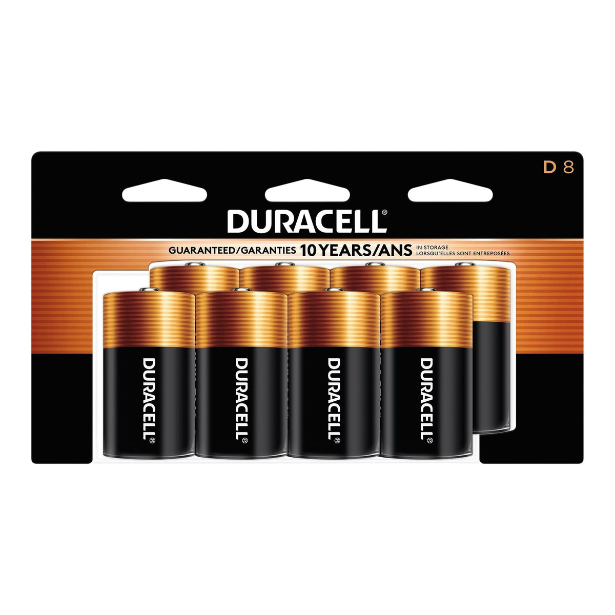 Coppertop D Alkaline Batteries, All Purpose, 8-pk