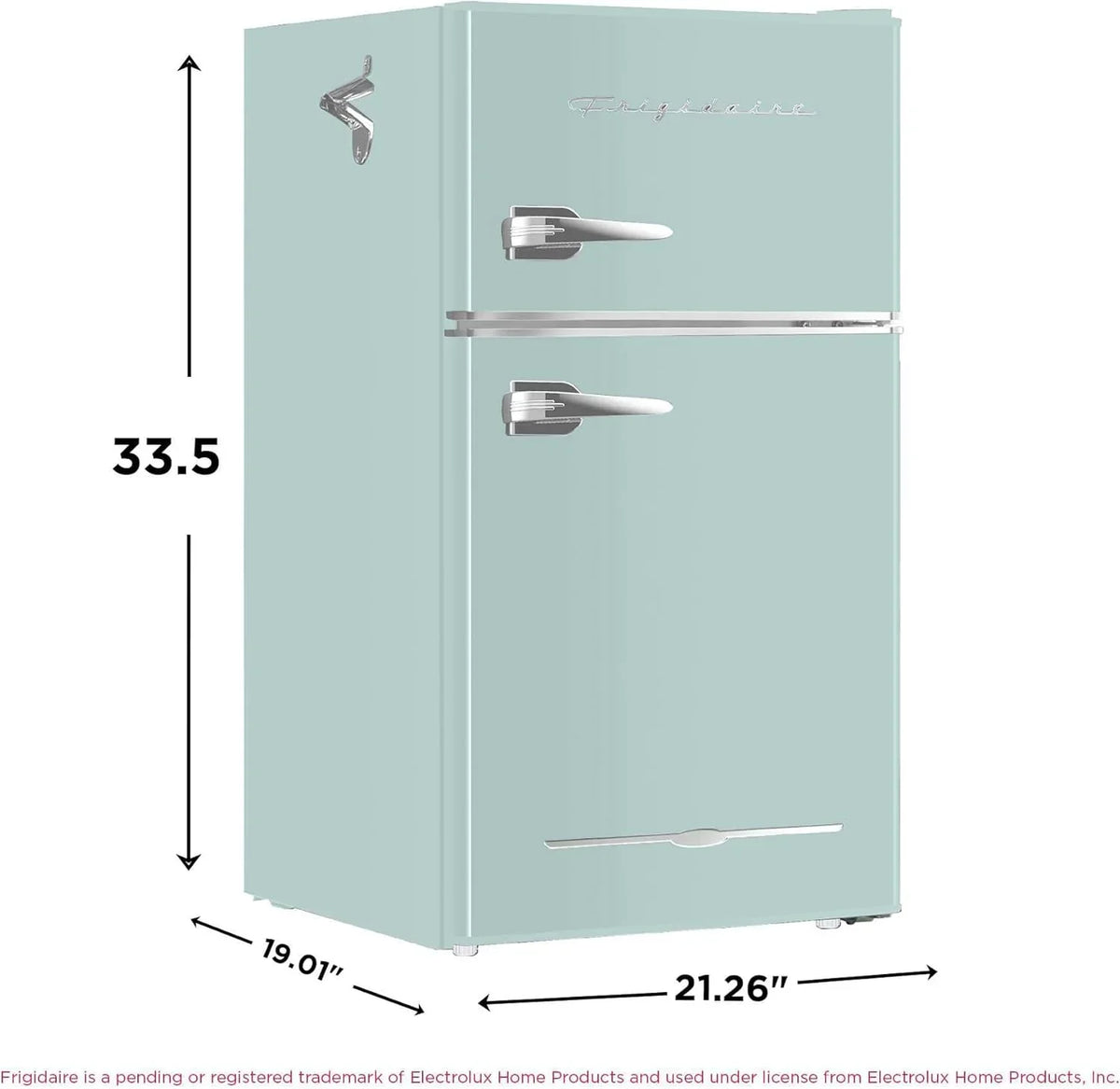 Retro Mini Fridge with Freezer & Side Bottle Opener-Small 2 Door Refrigerator for Office Bar or College Dorm Room-3.1 Cu Ft – 19”"D x 20.5" W x 33.5" H