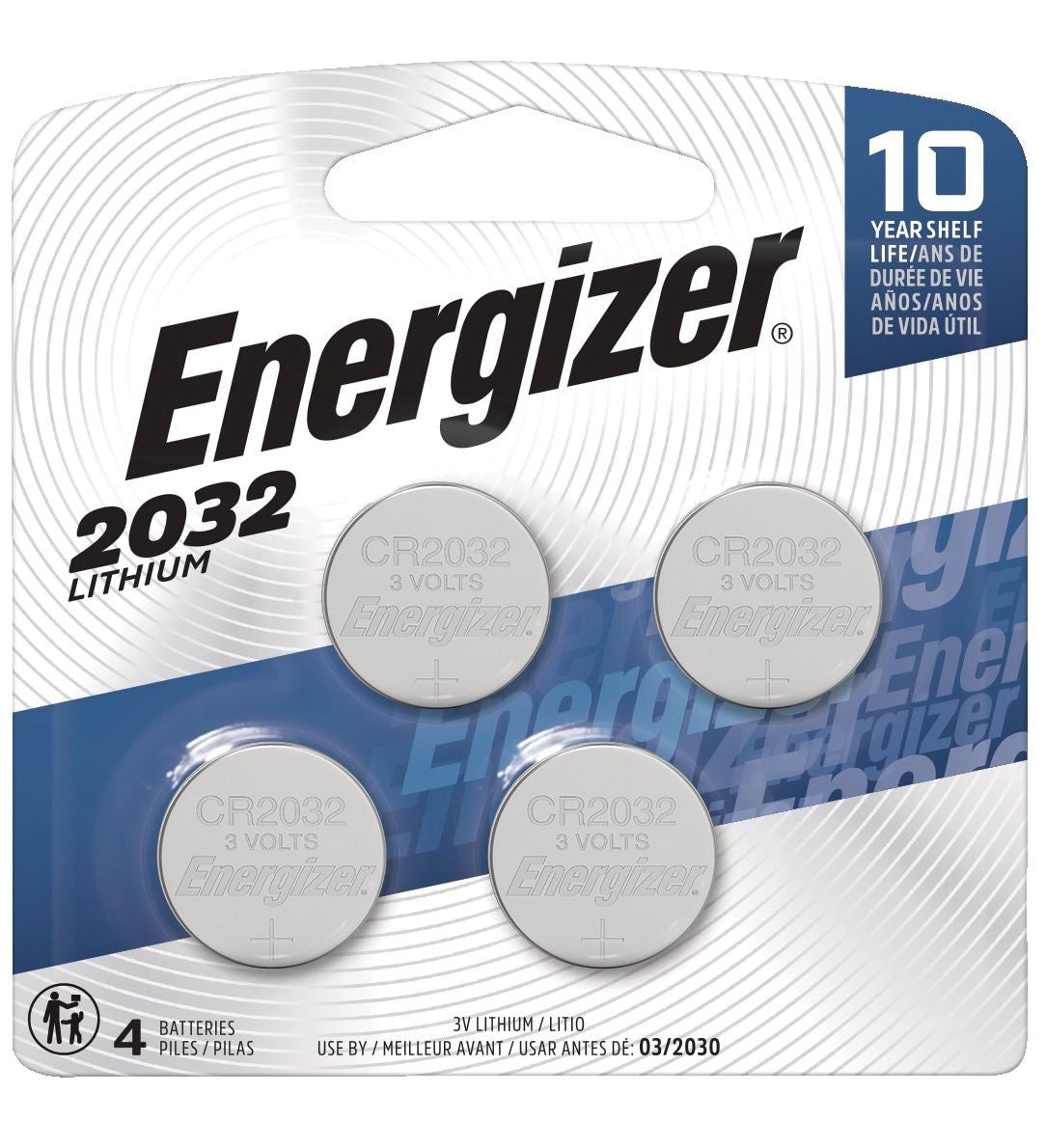 4-pk CR2032 3V / 3 Volt Lithium Coin Cell Batteries, Long Lasting