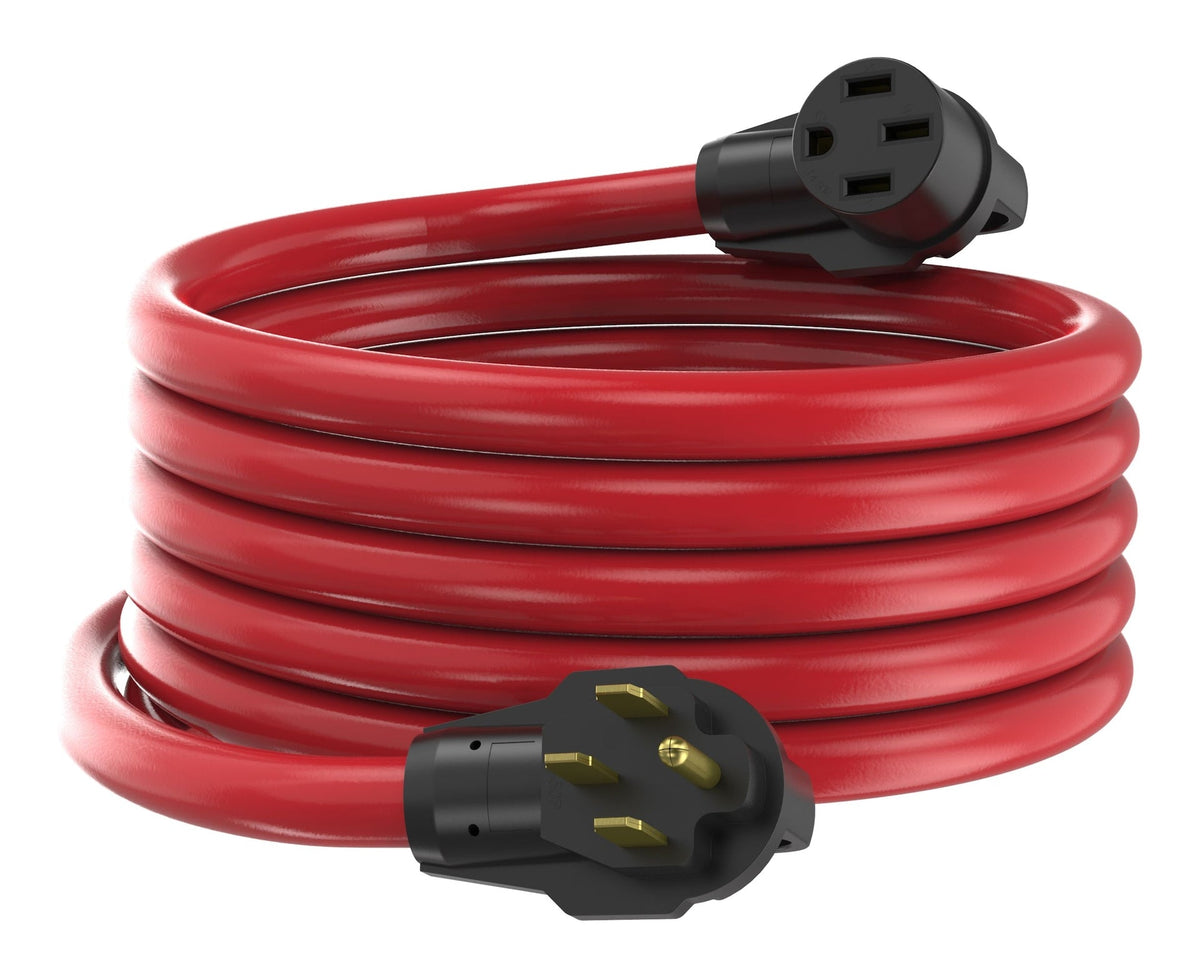 50A 25-ft Single-Outlet RV & EV Extension Cord, Red