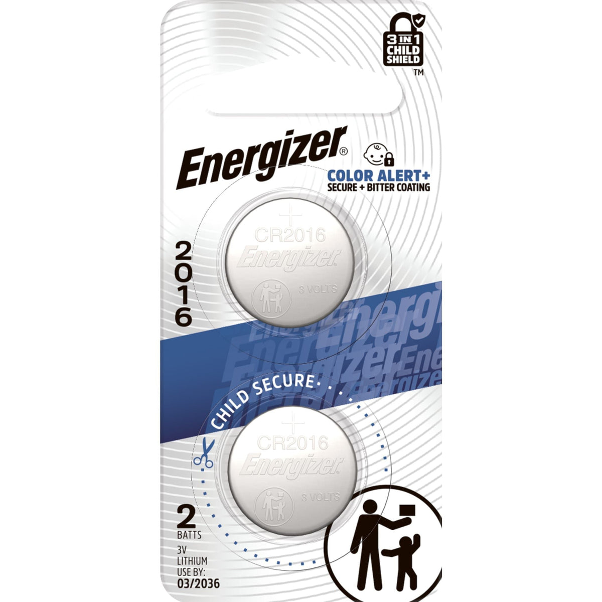 CR2016 3V / 3 Volt Lithium Coin Cell Batteries for Watches & Electronics, 2-pk