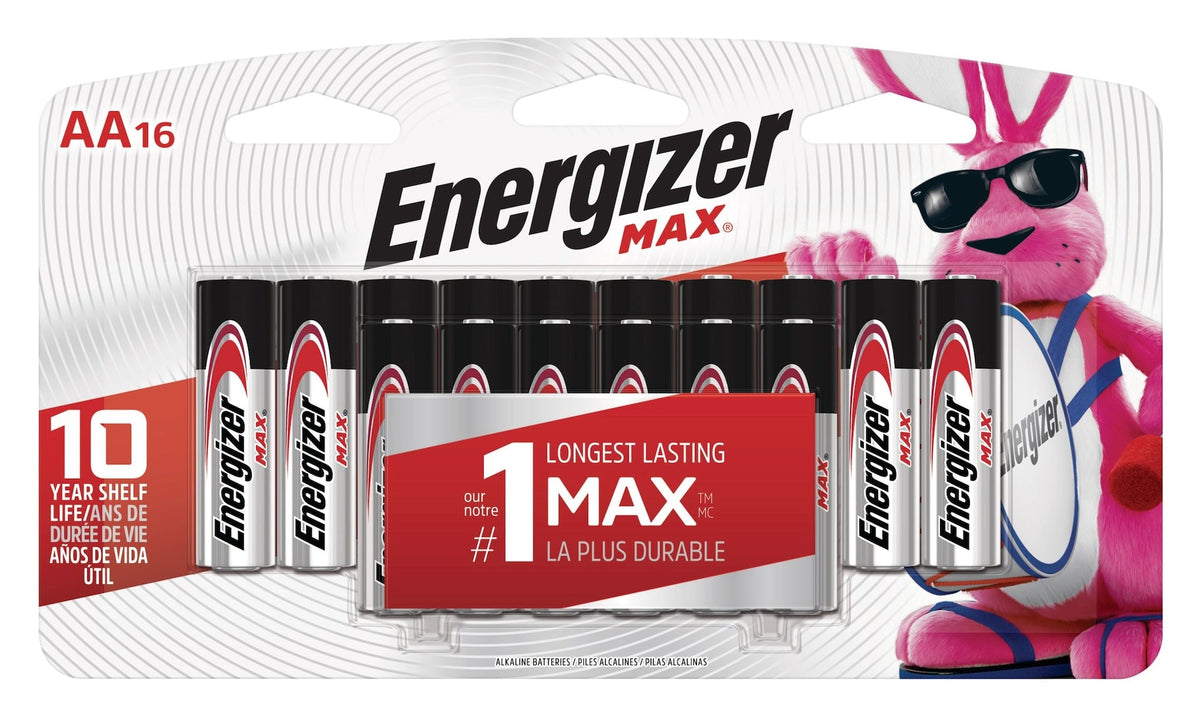 Max 16-pk AA Alkaline Batteries, Long Lasting, All Purpose