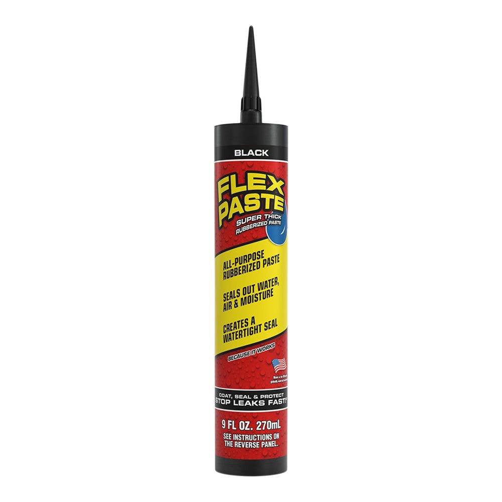Flex Paste, Super Thick Rubber Paste, Caulk Sealant Leak Protector, Black or White, 9-FL OZ./270 mL
