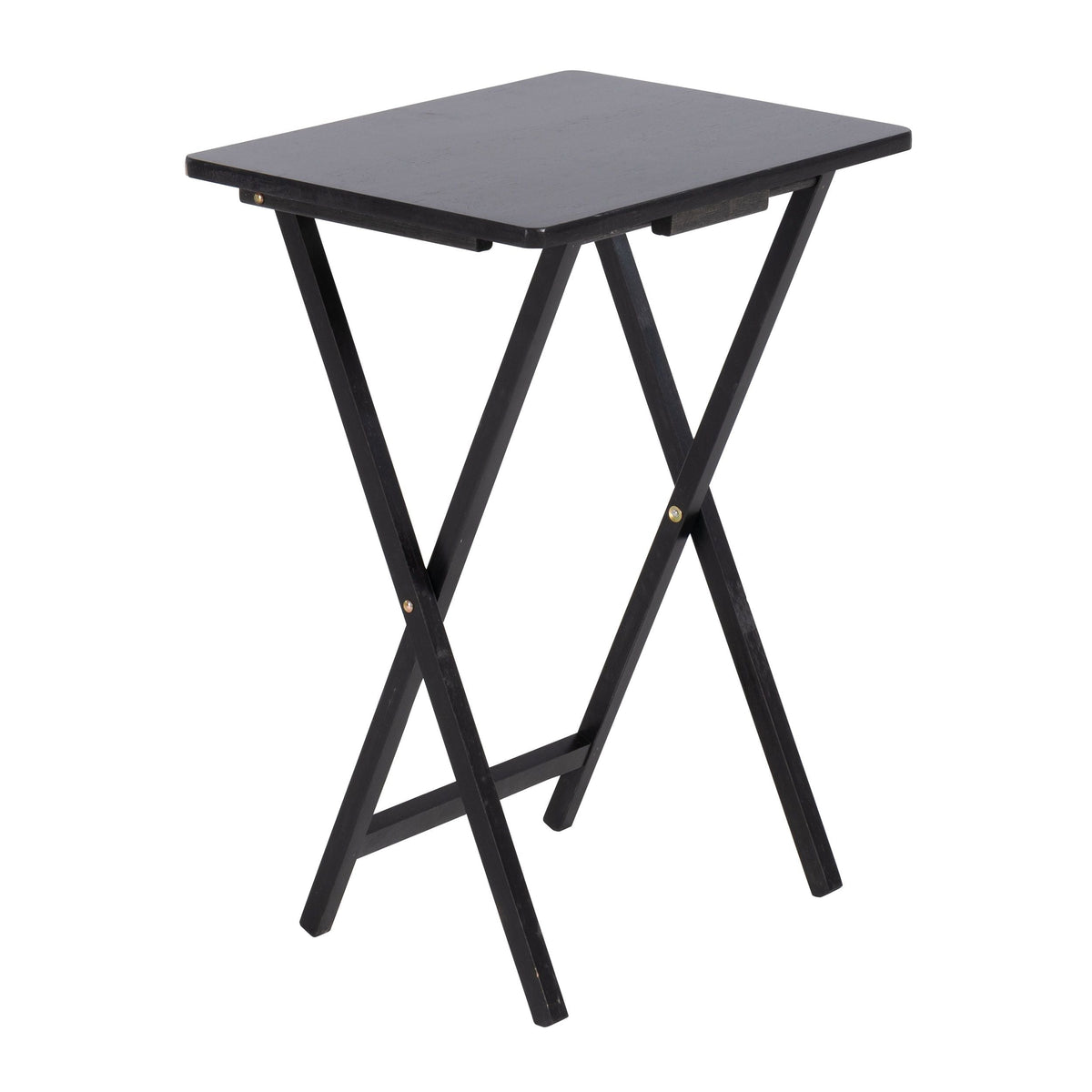 Solid Wood Folding TV Tray, Stain-Resistant, Black