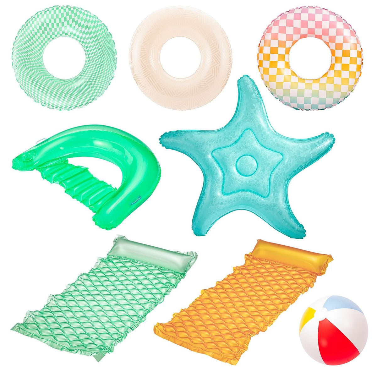 Party Pack Pool Loungers with Inflation Tool, 9-pc